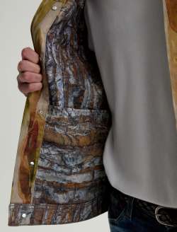 Dart Jacket Wood Bark Paint Art Project Classic Trucker MENS TOPS Photo 7