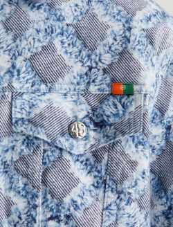 Dart Jacket Diamond Fray Big Light Art Project Classic Trucker MENS TOPS Photo 6