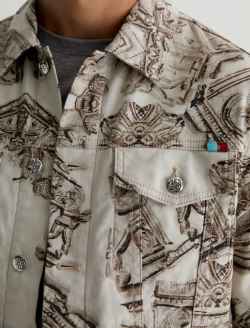 Dart Jacket SUD Ancient Relief Sueded Classic Trucker MENS TOPS Photo 6