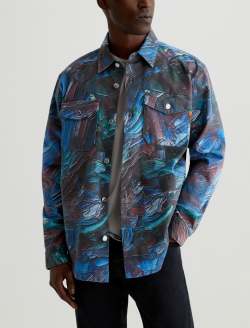 Elias Shirt Jacket Knife Painting Blue Art Project Shirt Jacket MENS TOPS Photo 1