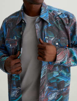 Elias Shirt Jacket Knife Painting Blue Art Project Shirt Jacket MENS TOPS Photo 2