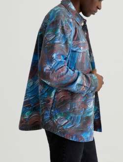 Elias Shirt Jacket Knife Painting Blue Art Project Shirt Jacket MENS TOPS Photo 3