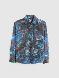 Elias Shirt Jacket Knife Painting Blue Art Project Shirt Jacket MENS TOPS Photo 1