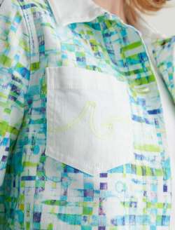 Chiro Shirt Jacket Water Drops Green Boxy Fit WOMENS TOPS Photo 6