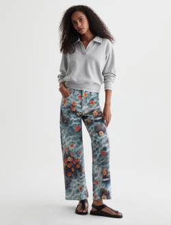 Saige Wide Leg Crop Jean Water Flower Mid-rise Fit WOMENS BOTTOMS Photo 2