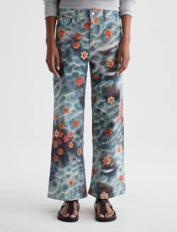 Saige Wide Leg Crop Jean Water Flower Mid-rise Fit WOMENS BOTTOMS Photo 3