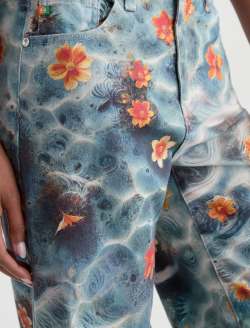 Saige Wide Leg Crop Jean Water Flower Mid-rise Fit WOMENS BOTTOMS Photo 4