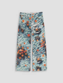Saige Wide Leg Crop Jean Water Flower Mid-rise Fit WOMENS BOTTOMS Photo 1