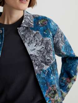 Genni Jacket Ice Flowers Art Project Cropped Utility Jacket WOMENS TOPS Photo 3