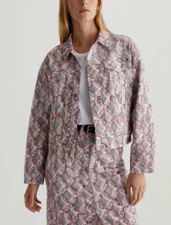 Ramie Jacket Diamond Fray Big Pink Art Project Oversized Trucker Jacket WOMENS TOPS Photo 2