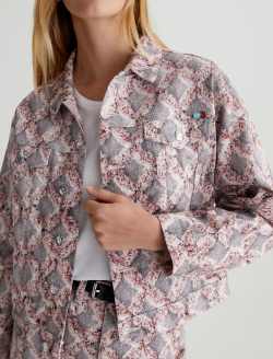 Ramie Jacket Diamond Fray Big Pink Art Project Oversized Trucker Jacket WOMENS TOPS Photo 3