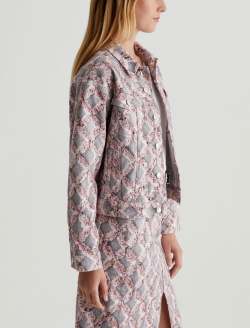 Ramie Jacket Diamond Fray Big Pink Art Project Oversized Trucker Jacket WOMENS TOPS Photo 5