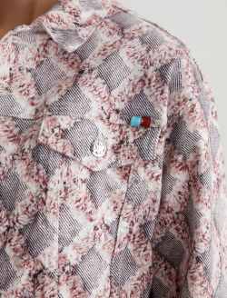 Ramie Jacket Diamond Fray Big Pink Art Project Oversized Trucker Jacket WOMENS TOPS Photo 6