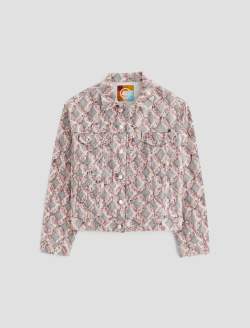 Ramie Jacket Diamond Fray Big Pink Art Project Oversized Trucker Jacket WOMENS TOPS Photo 1