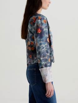Robyn Jacket Water Flower Collarless Slim Trucker WOMENS TOPS Photo 4
