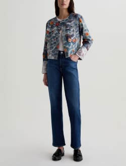 Robyn Jacket Water Flower Collarless Slim Trucker WOMENS TOPS Photo 5
