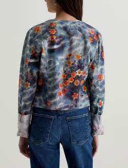 Robyn Jacket Water Flower Collarless Slim Trucker WOMENS TOPS Photo 8