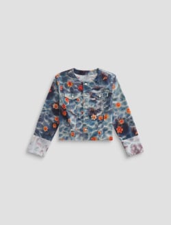 Robyn Jacket Water Flower Collarless Slim Trucker WOMENS TOPS Photo 1