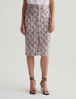 Tefi Skirt Diamond Fray Big Pink Art Project High-Waisted Midi Skirt WOMENS BOTTOMS Photo 3