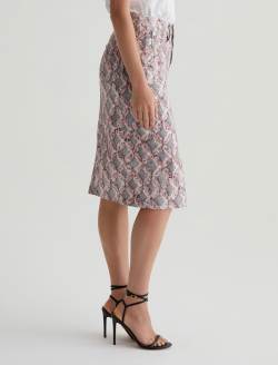 Tefi Skirt Diamond Fray Big Pink Art Project High-Waisted Midi Skirt WOMENS BOTTOMS Photo 5