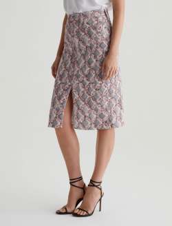 Tefi Skirt Diamond Fray Big Pink Art Project High-Waisted Midi Skirt WOMENS BOTTOMS Photo 6