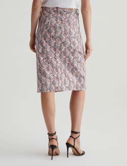 Tefi Skirt Diamond Fray Big Pink Art Project High-Waisted Midi Skirt WOMENS BOTTOMS Photo 8
