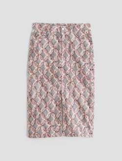 Tefi Skirt Diamond Fray Big Pink Art Project High-Waisted Midi Skirt WOMENS BOTTOMS Photo 1