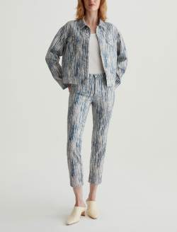 Mari Crop Stripe Fray Art Project Mid-Rise Slim Straight WOMENS BOTTOMS Photo 2