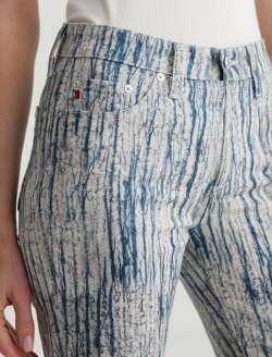 Mari Crop Stripe Fray Art Project Mid-Rise Slim Straight WOMENS BOTTOMS Photo 4
