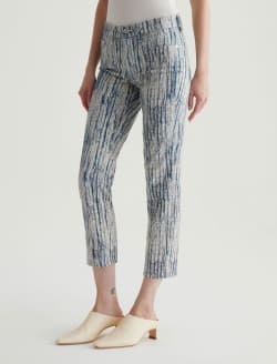 Mari Crop Stripe Fray Art Project Mid-Rise Slim Straight WOMENS BOTTOMS Photo 5