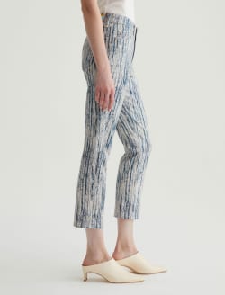 Mari Crop Stripe Fray Art Project Mid-Rise Slim Straight WOMENS BOTTOMS Photo 6