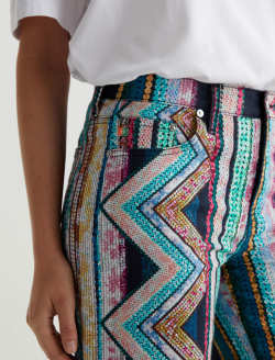 Saige Wide Leg Crop Chevron Teal Art Project Mid-Rise Wide Leg WOMENS BOTTOMS Photo 4