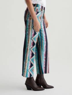 Saige Wide Leg Crop Chevron Teal Art Project Mid-Rise Wide Leg WOMENS BOTTOMS Photo 5