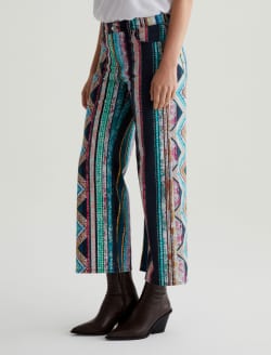 Saige Wide Leg Crop Chevron Teal Art Project Mid-Rise Wide Leg WOMENS BOTTOMS Photo 6