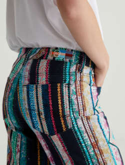 Saige Wide Leg Crop Chevron Teal Art Project Mid-Rise Wide Leg WOMENS BOTTOMS Photo 7