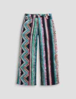 Saige Wide Leg Crop Chevron Teal Art Project Mid-Rise Wide Leg WOMENS BOTTOMS Photo 1