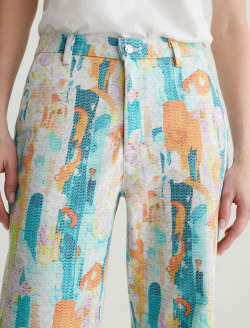 Caden Straight Brush Playing Orange Art Project Tailored Trouser WOMENS BOTTOMS Photo 4