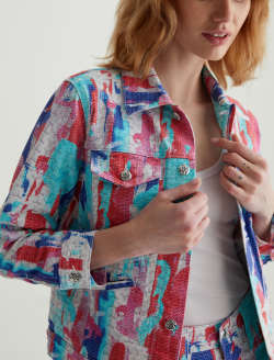 Jerrie Jacket Brush Playing Red Art Project Shrunken Fit WOMENS TOPS Photo 3