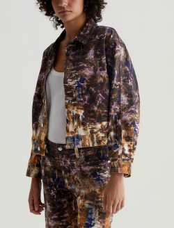 Genni Jacket Blurry Night Art Project Cropped Utility Jacket WOMENS TOPS Photo 6