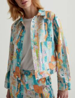 Genni Jacket Brush Playing Orange Art Project Cropped Utility Jacket WOMENS TOPS Photo 3