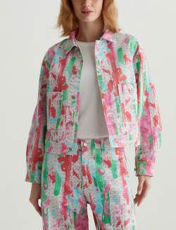 Genni Jacket Brush Playing Pink Art Project Cropped Utility Jacket WOMENS TOPS Photo 2