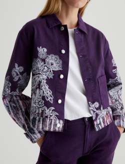 Genni Jacket Lady Koo Wine Art Project Cropped Utility Jacket WOMENS TOPS Photo 3