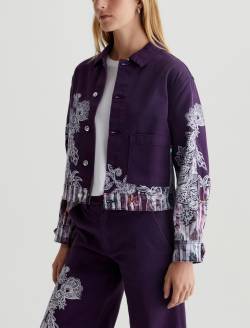 Genni Jacket Lady Koo Wine Art Project Cropped Utility Jacket WOMENS TOPS Photo 7