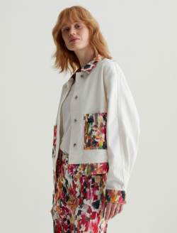 Genni Jacket Venus Red Multi/Venus Mix Red Art Project Cropped Utility Jacket WOMENS TOPS Photo 4