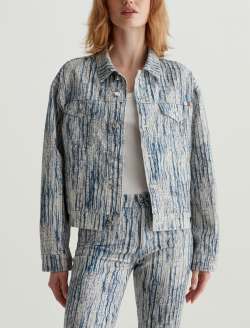 Ramie Jacket Stripe Fray Art Project Oversized Trucker Jacket WOMENS TOPS Photo 2