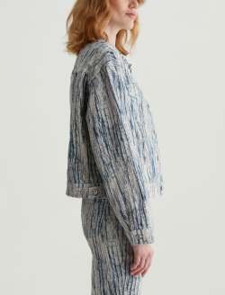 Ramie Jacket Stripe Fray Art Project Oversized Trucker Jacket WOMENS TOPS Photo 4