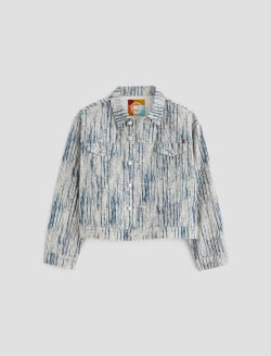 Ramie Jacket Stripe Fray Art Project Oversized Trucker Jacket WOMENS TOPS Photo 1