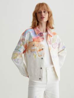 Haylee Jacket Color Wave Orange Art Project Oversized Trucker Jacket WOMENS TOPS Photo 2