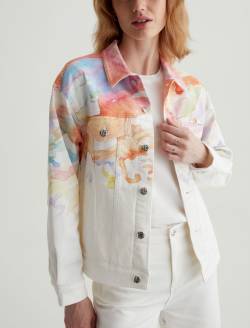 Haylee Jacket Color Wave Orange Art Project Oversized Trucker Jacket WOMENS TOPS Photo 3