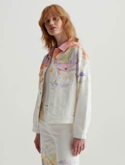 Haylee Jacket Color Wave Orange Art Project Oversized Trucker Jacket WOMENS TOPS Photo 7
